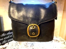 Coach Vintage Black Leather Bleecker Tattersall Shoulder Bag Y2K Style #11419
