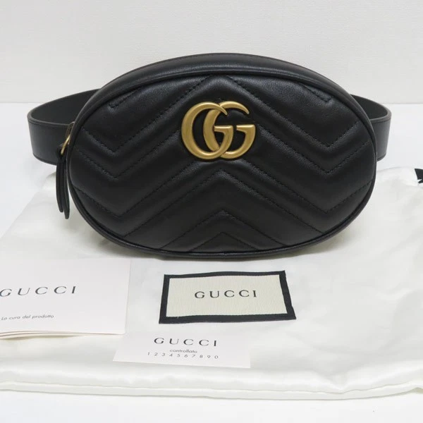 Gucci GG Marmont sac taille ceinture sac bandoulière 476434 cuir noir
