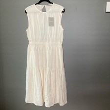 Everlane dress size 12 midi cottagecore cream peasant Linen tiered NWT boho