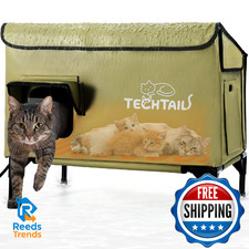 Large Heated Outdoor Cat House for Outside Winter, Insulated Weatherproof Cat Sh
