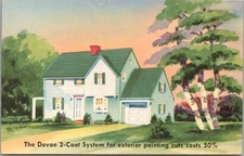 Vintage 1950s DEVOE PAINTS Advertising Postcard "The Devoe 2-Coat System" Unused