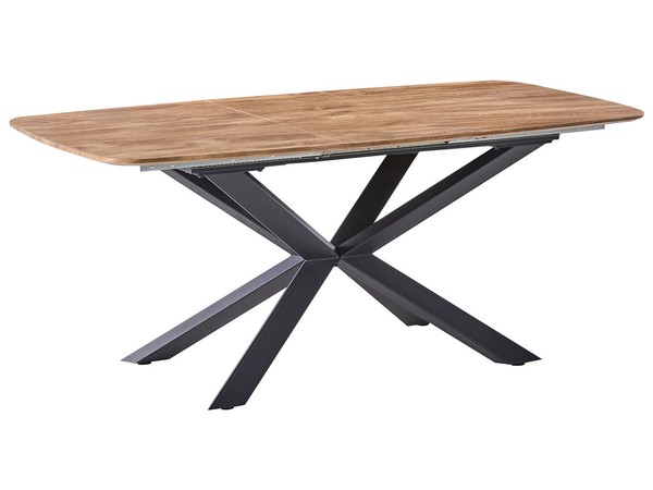 Ausziehbarer Esstisch Mdf Braun Holzoptik 140/180 X 90 Cm Metallbeine Gairdner-image
