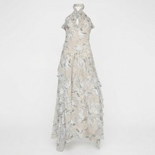 Nasty Gal Stallion Print Cream and White Halter Floral Maxi Dress