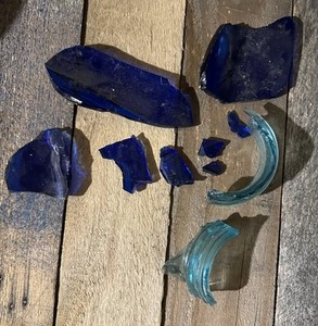 1800’s-1970’s Broken Glass Shards Blue/Lt Blue