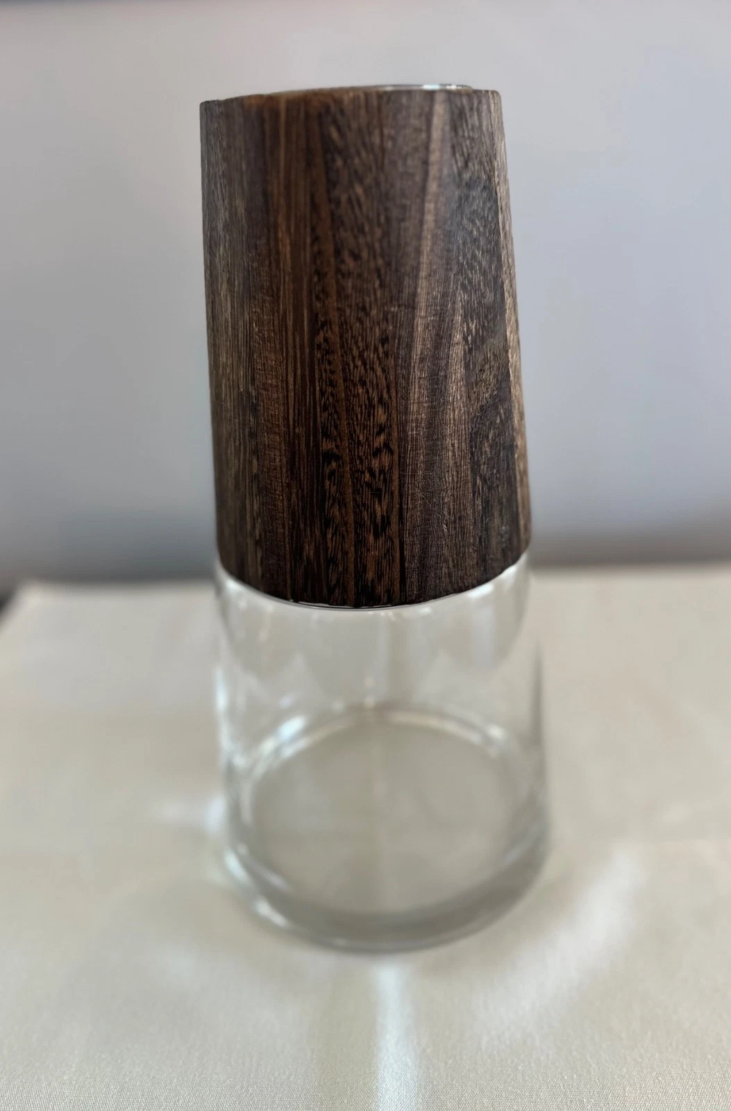 HD Designs Tapered Clear Glass Vase with Natural Wood Accent