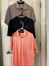 3 Nike Golf Shirts Men's Medium Polos Assorted Colors Dri Fit Nice!