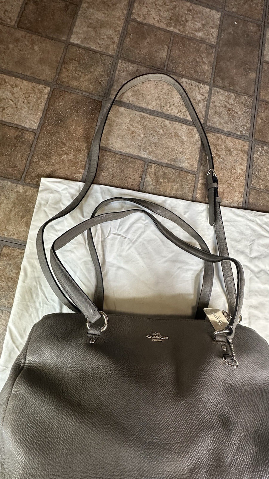 Authentic Coach Solid Gray Leather Crossbody Shou… - image 7