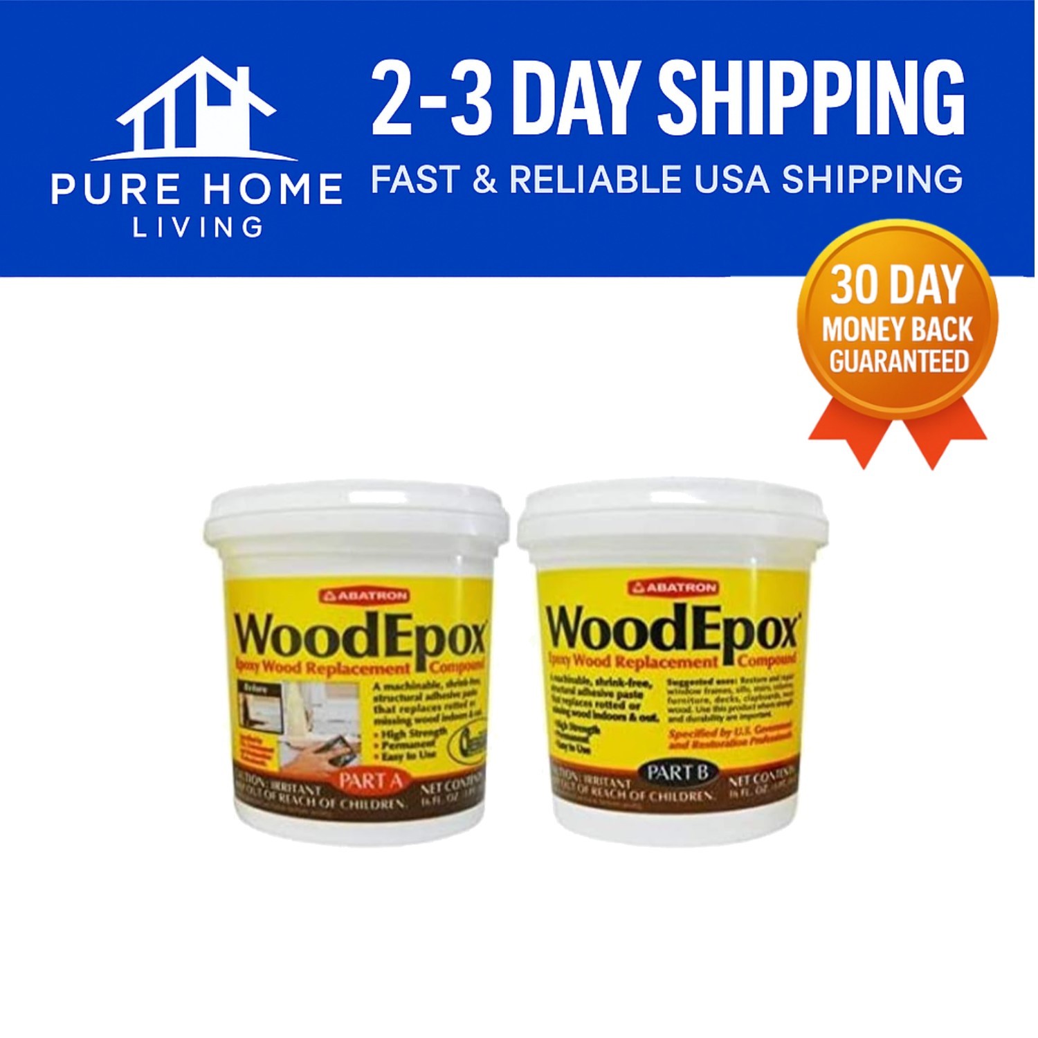 WoodEpox 2-Pint Structural Epoxy Wood Filler - Water Resistant & Shrink-Free-image