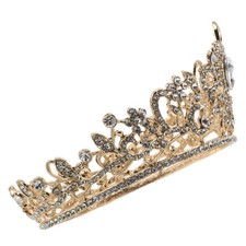 Wedding Bridal Headpiece Golden Crown Hairband with Sparkling Crystal Design