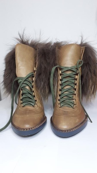 Women Kenzo Ankle Boots Khaki Leather 37