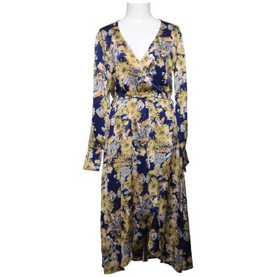 Ichi, Wickelkleid, Größe: M, Blau/Gelb/Mehrfarbig, Polyester, Blumen, Damen #P1l