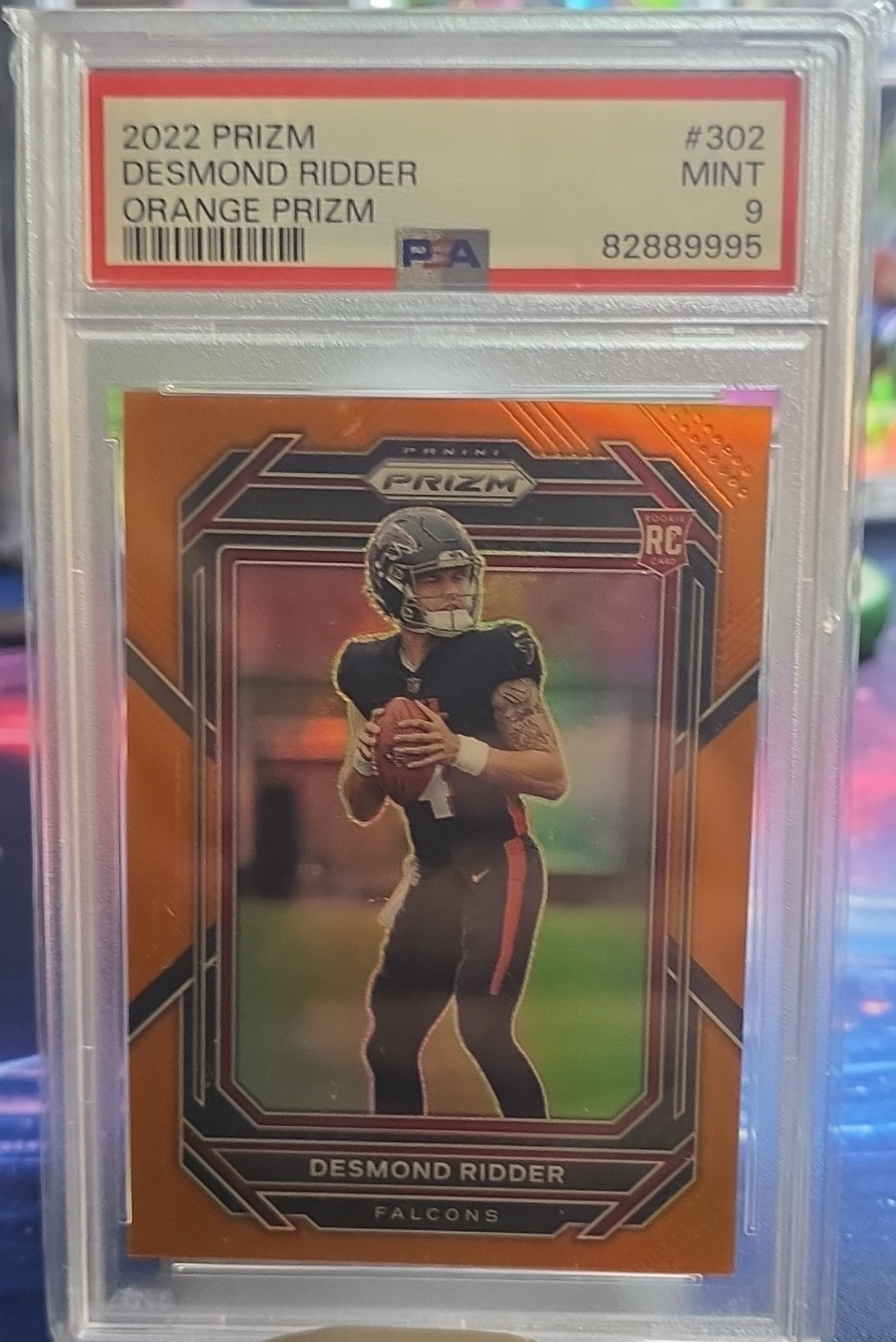 Panini 2022 Prizm Rookies Desmond Ridder Orange Prizm /249 #302 PSA 9