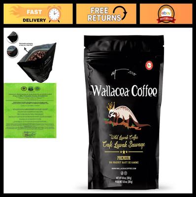 Wild Kopi Luwak Coffee Beans - Premium Civet Cat Coffee from Sumatra 8.8 Oz