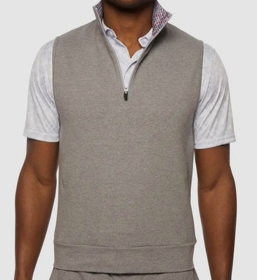 $158 Robert Graham Men's Gray Brams 1/4 Zip Knit Vest Sweater Size XL