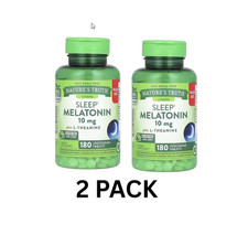 2 Pack Nature's Truth Sleep Melatonin 10 mg 180 Tablets Ea Exp 03/27