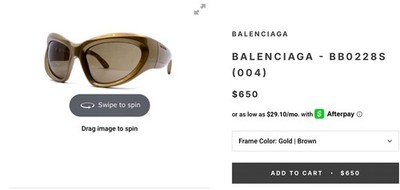 $650 Authentic BALENCIAGA Oversized Cat-Eye GOLD OVAL Fashion