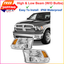 Headlights Assembly Compatible With 2009-2018 Dodge Ram 1500 - Easy To Install