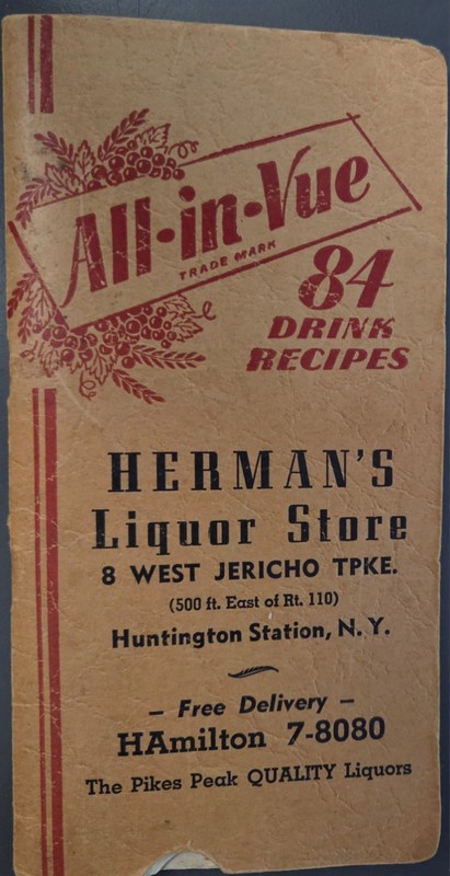 Rare/Vintage - "All in Vue 84 Drink Recipes" - Herman's Liquor Store
