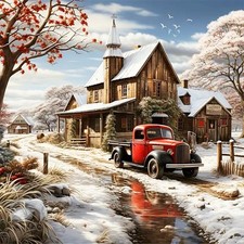 5D Diamond Painting Kits for Adult, Christmas Truck House Diamond Painting Kits
