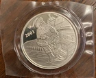 2001 (1) Troy Ounce Oz .999 Pure Silver Proof Round with Santa