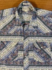 Vintage Sheplers Western Pearl Snap Shirt Mens M Southwestern Aztec Print