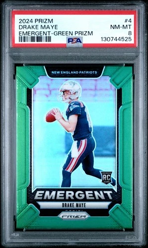 2024 PANINI PRIZM EMERGENT GREEN PRIZM #4 DRAKE MAYE ROOKIE RC PSA 8