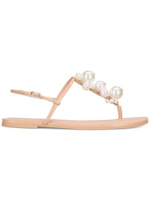 INC Womens Beige Embellished T-Strap Paeryn Round Toe Thong Sandals Shoes 8.5 M