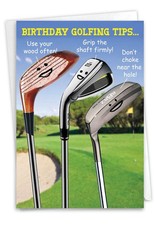  1 Card Birthday Golfing Tips - Funny Birthday Greeting Card - NobleWorks 9002