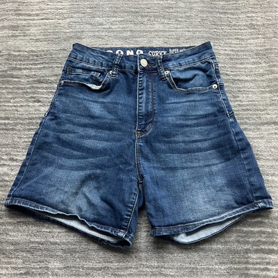 SONG Shorts Size 5/27 Womens Curvy Super High Rise Blue Denim