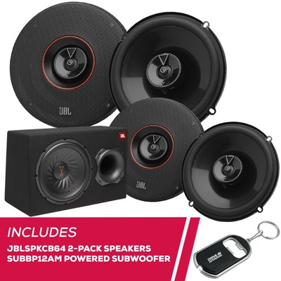 JBL 2-Pack JBLSPKCB64 6.5'' 2-Way Car Speakers & SUBBP12AM Powered Subwoofer