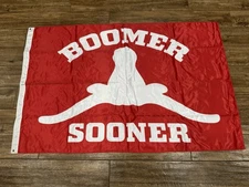 Horns Down Oklahoma Boomer Sooner Beat Texas two sided Flag