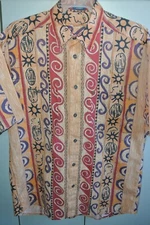 New Man Mens XL Vintage 1980s-90s Primative Native Band print on Brown/Mint