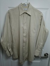 Mens Van Heusen Dress Shirt Beige 16 1/2 16.5 32 33