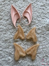 3 Pr Adult Latex Alien Elf Fairy Spock Pointy Ear Wrap Around Tips LARP Cosplay