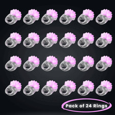 Pink LED Light Up Flashing Jelly Bumpy Rings Blinking Pack of 24 By Party Glowz