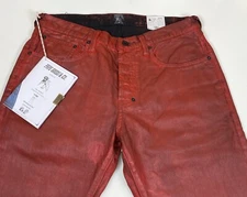 NWT PRPS Men's Demon Donwan Harrell Painted Red Denim Slim Fit Jeans Sz 34x34