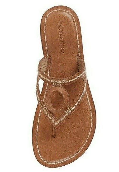 New 168 Bernardo Anthropologie TANIA Cutout 6 M Tan Leather Slide