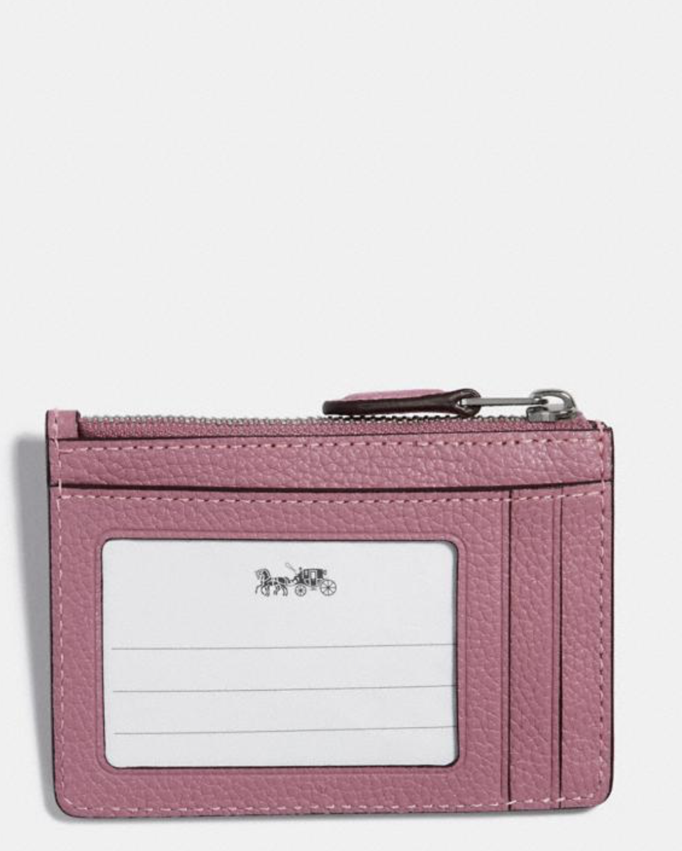 Coach X Disney Minnie Mouse Motif Mini Skinny ID Wallet Pink Gift
