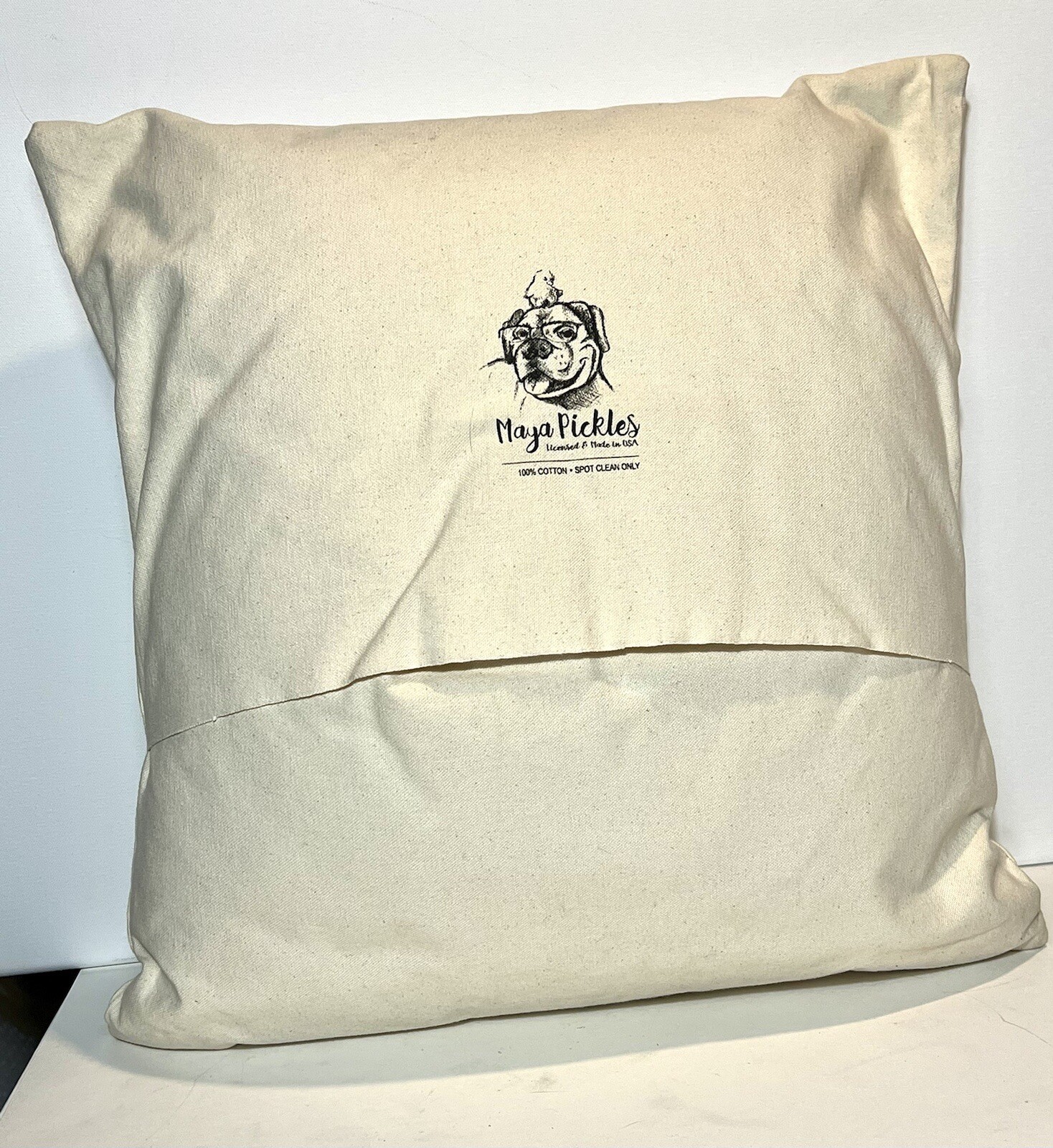 Maya Pickles Pomeranain Dog Square Decorative Pillow Black & Cream