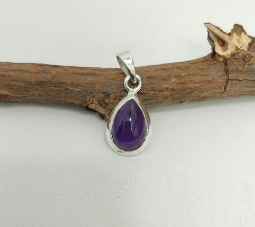 Colgante en forma de pera de amatista natural de plata de ley 925 para mujer ... - Imagen 3 de 8