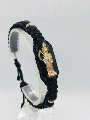 Santa Muerte 7 potencias pulsera reversible doble hecha a mano