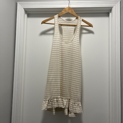 Express Tank Mini Dress Tunic Top Striped White and Gold S Small Summer