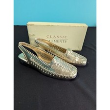 Vintage Women's Size 10 Gold Slingback Woven Loafers Sandals NWB