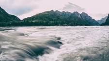 Landscape mountains water river sunlight altai summer Custom Gaming Mat Desk