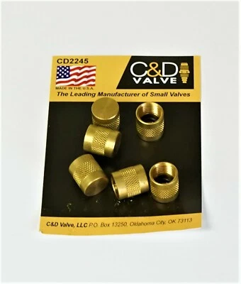 C&D VALVE 6 Pack of 1/4 inch Flare Caps for Refrigeration Access Ports C&D CD2245/6