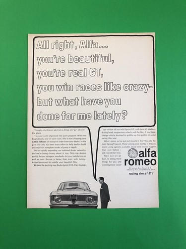 1966 ALFA ROMEO GIULIA SPRINT GTA ORIGINAL VINTAGE PRINT AD ADVERTISEMENT