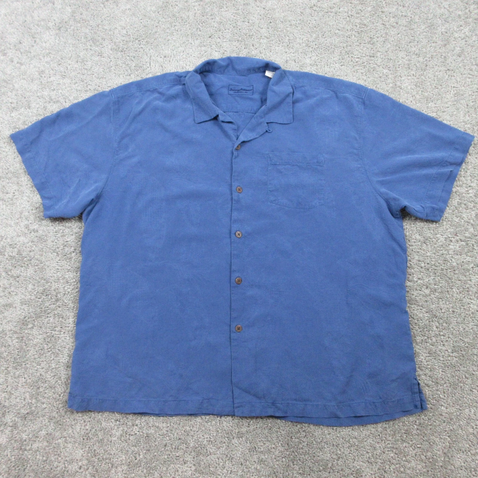 Tommy Bahama Shirt Mens XXL 2XL Blue Floral Textured Loop Tropical Aloha Tiki