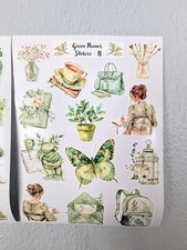 Green Planner Sticker Sheet, Planner sticker, Journal Stickers