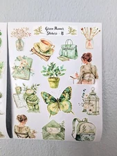 Green Planner Sticker Sheet, Planner sticker, Journal Stickers