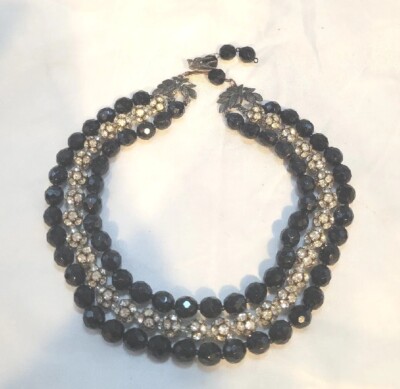 Josef Morton Miriam Haskell Parure Necklace black  Crystal